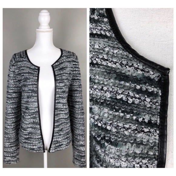 H&M Jackets & Blazers - 5/$25☀️ Boucle Blazer Jacket Faux Leather Trim